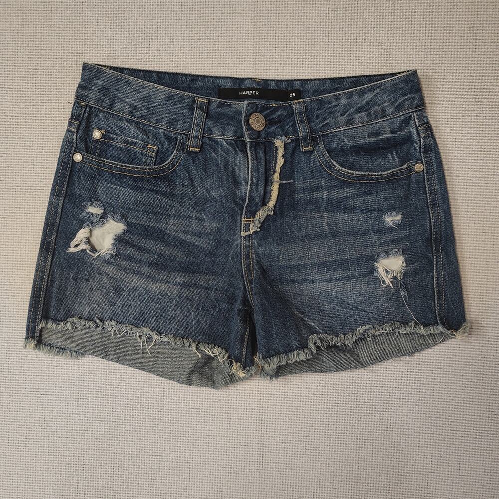 Harper Denim Shorts Womens 25 Distressed Cutoff Raw Hem Y2K Festival Cowgirl
